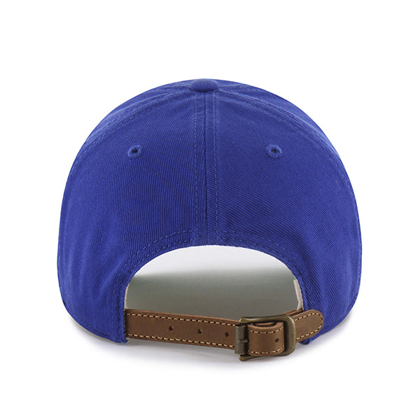 Pictured is this MLB Chain Side Stitch Los Angeles Dodgers ’47 CLEAN UP Pinch Front cap in blue. 3