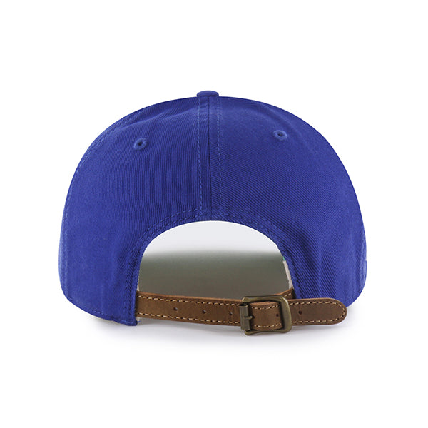 Pictured is this MLB Chain Side Stitch Los Angeles Dodgers ’47 CLEAN UP Round Visor cap in blue. 4