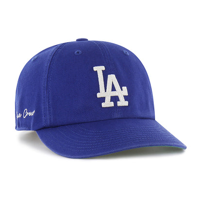 Pictured is this MLB Chain Side Stitch Los Angeles Dodgers ’47 CLEAN UP Round Visor cap in blue. 1