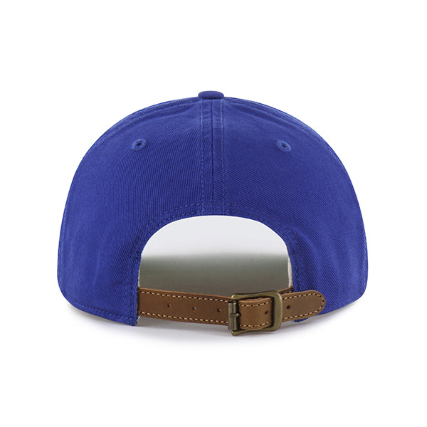 Pictured is this MLB Chain Side Stitch Los Angeles Dodgers ’47 CLEAN UP Short Visor cap in blue. 2