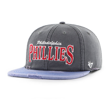 Pictured is this MLB Philadelphia Phillies Cragged '47 capTAIN cap in dark grey. 1