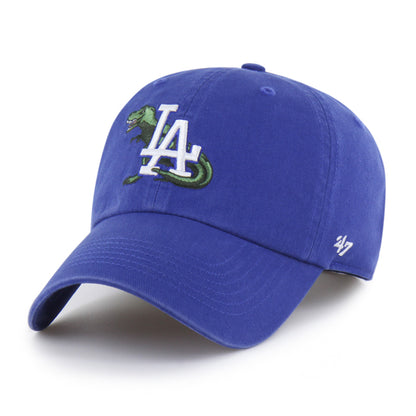 Pictured is this MLB Los Angeles Dodgers Critter Kids '47 CLEAN UP cap in green. 1