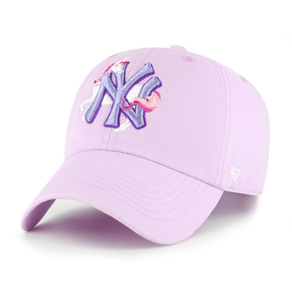 Pictured is this MLB New York Yankees Critter Kids '47 CLEAN UP cap in blue. 1