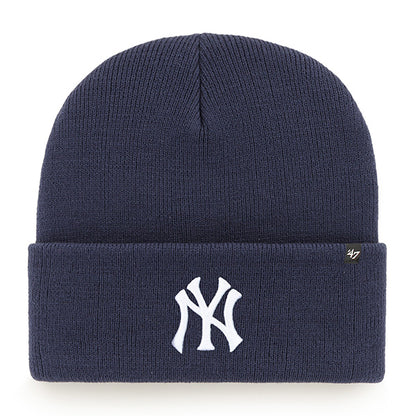Pictured is this MLB New York Yankees Haymaker ’47 CUFF KNIT beanie cap in navy. 1