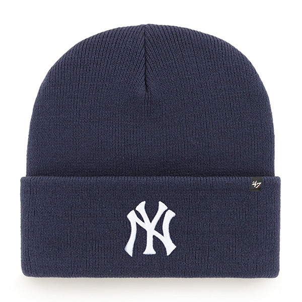 Pictured is this MLB New York Yankees Haymaker ’47 CUFF KNIT beanie cap in navy. 1