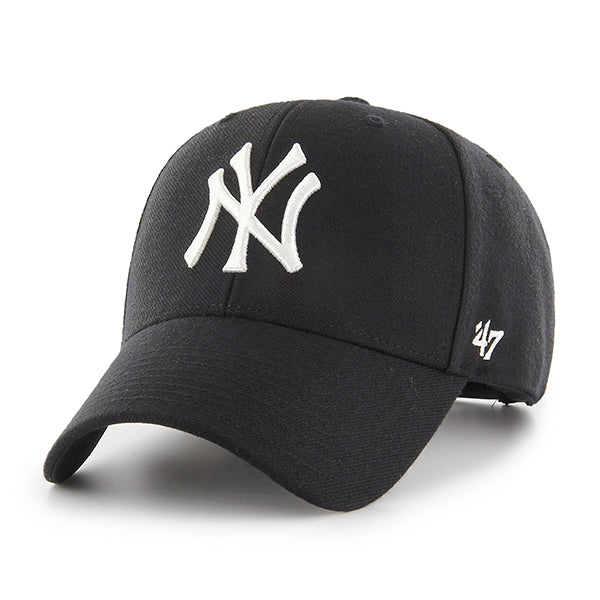 Pictured is this MLB New York Yankees Snapback '47 MVP cap in black. 1