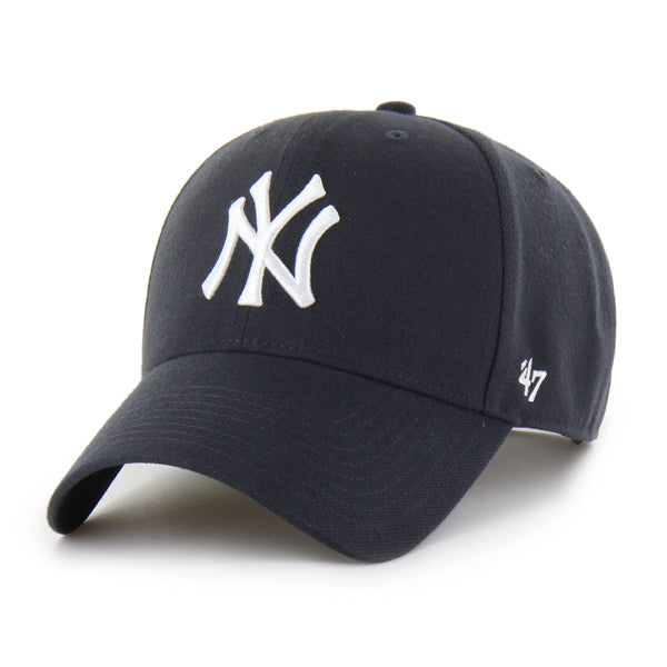 Pictured is this MLB New York Yankees Snapback '47 MVP cap in navy. 1