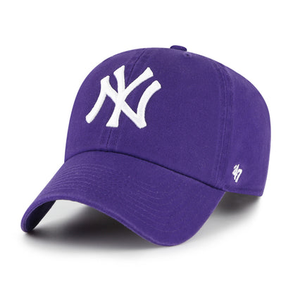 Pictured is this MLB New York Yankees ’47 CLEAN UP cap in purple. 1