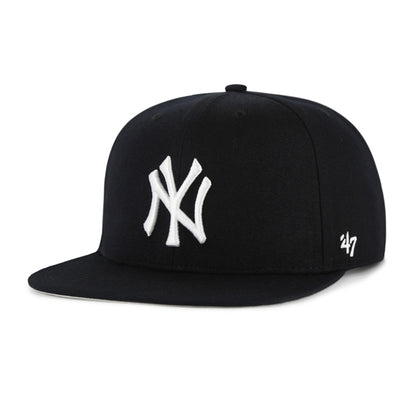 Pictured is this MLB New York Yankees No Shot White Logo ’47 capTAIN cap in black. 1