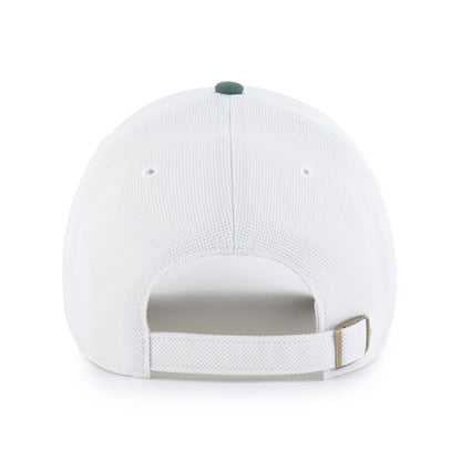 Pictured is this MLB Oakland Athletics Pique Patch ’47 CLEAN UP cap in white & green. 2