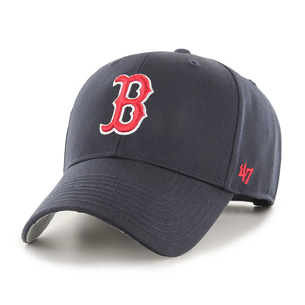 Pictured is this MLB Boston Red Sox Raised Basic '47 MVP cap in navy. 1