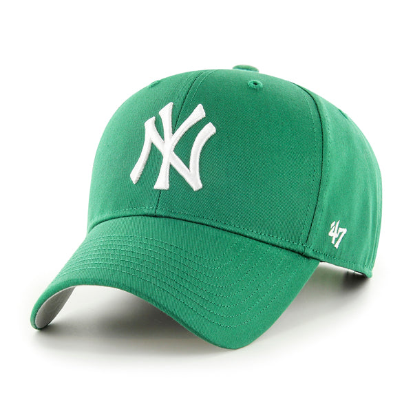 Pictured is this MLB New York Yankees Raised Kids ’47 MVP cap in kelly green. 1