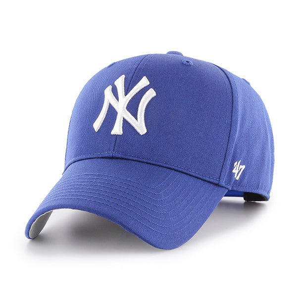 Pictured is this MLB New York Yankees Raised Kids '47 MVP cap in royal blue. 1