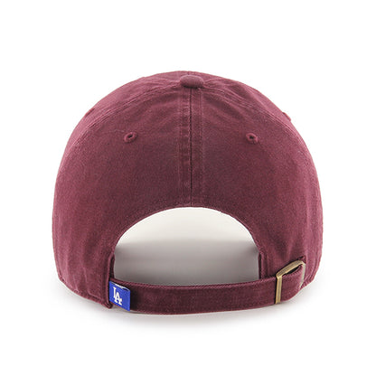 Pictured is this MLB Los Angeles Dodgers '47 CLEAN UP cap in dark red. 2
