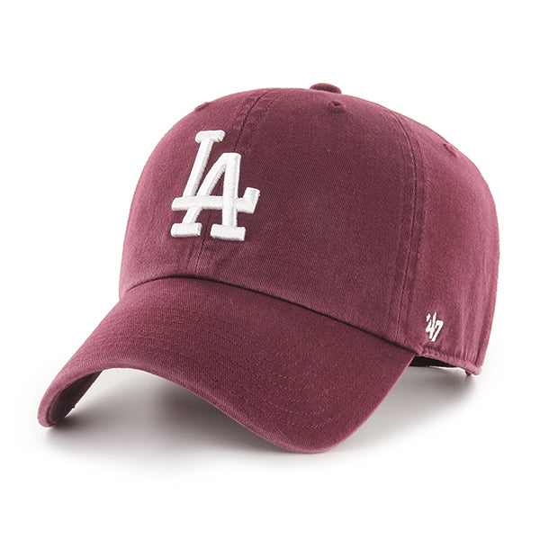 Pictured is this MLB Los Angeles Dodgers '47 CLEAN UP cap in dark red. 1