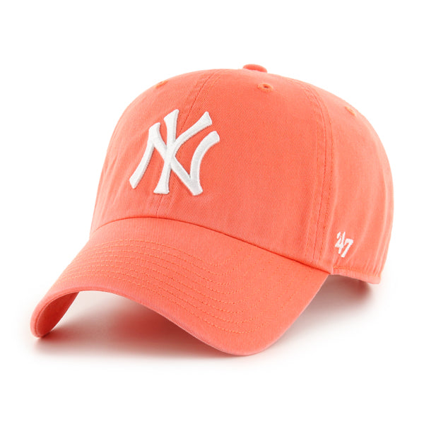 Pictured is this MLB New York Yankees '47 CLEAN UP cap in pastel orange. 1
