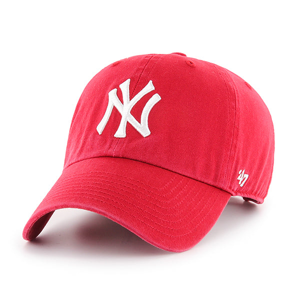 Pictured is this MLB New York Yankees '47 CLEAN UP cap in red. 1