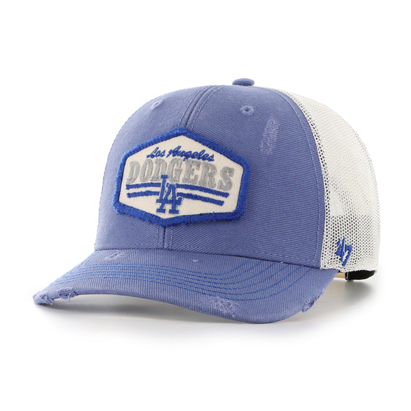 Pictured is this MLB Los Angeles Dodgers Salvage '47 TRUCKER cap in blue. 1