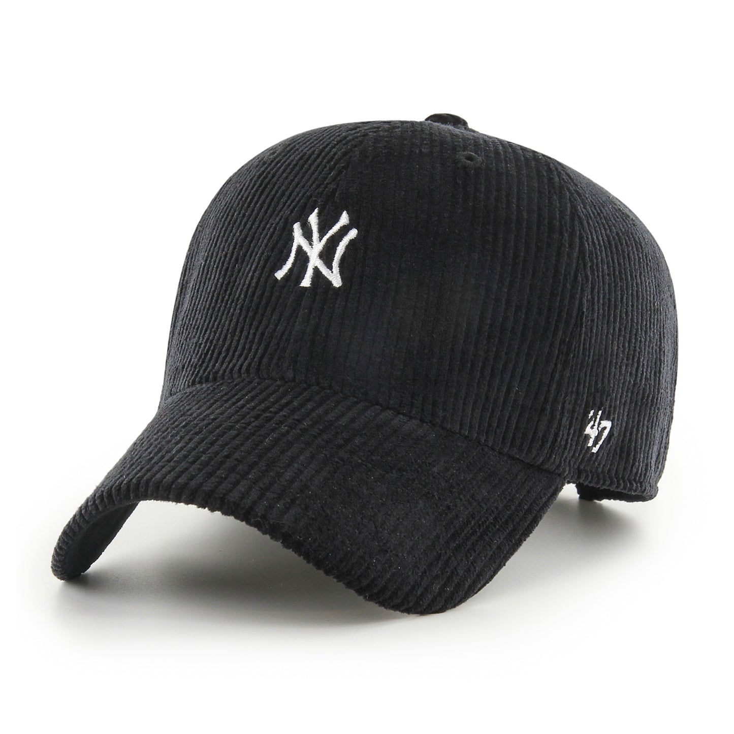 Pictured is this MLB New York Yankees Base Runner Cord '47 CLEAN UP cap in black. 1