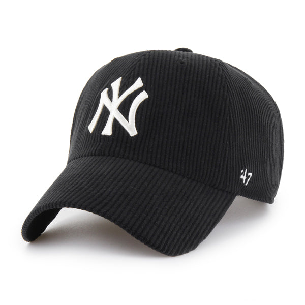 Pictured is this MLB New York Yankees Thick Cord ’47 CLEAN UP cap in black. 1