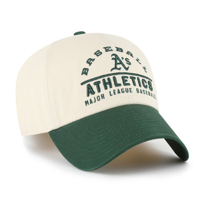 Pictured is this MLB Oakland Athletics Windham '47 CLEAN UP cap in natural. 3