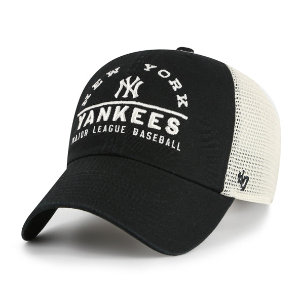 Pictured is this MLB New York Yankees Windham Mesh '47 CLEAN UP cap in black. 1