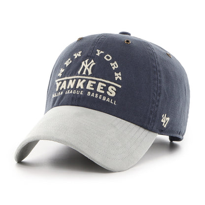 Pictured is this MLB New York Yankees Windham Suede '47 CLEAN UP cap in navy. 1