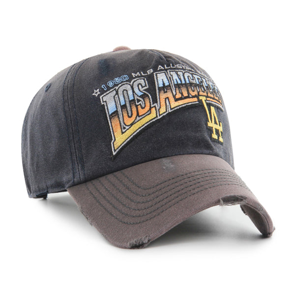 Pictured is this MLB Los Angeles Dodgers Graphic Distress Wash ’47 CLEAN UP cap in charcoal. 2