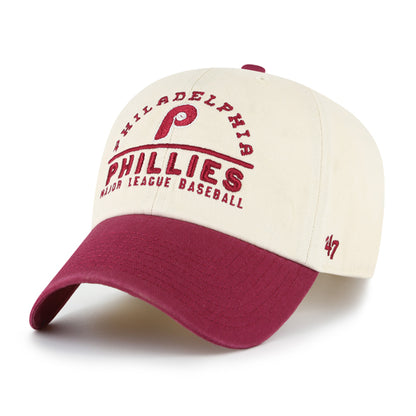 Pictured is this MLB Philadelphia Phillies Windham '47 CLEAN UP cap in natural. 1