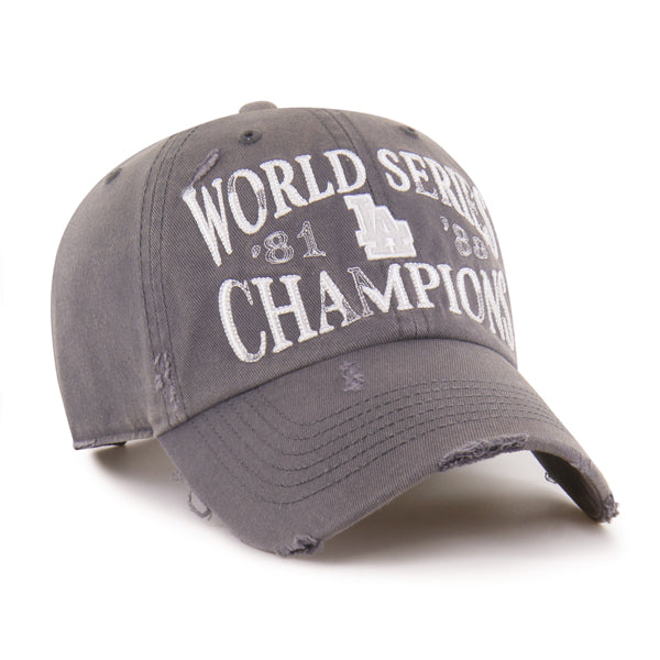 Pictured is this MLB Los Angeles Dodgers Cooperstown World Series Champs ’47 CLEAN UP cap in charcoal. 2