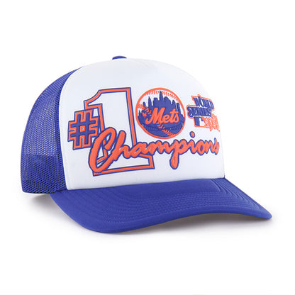 Pictured is this MLB New York Mets 86 Mets ’47 TRUCKER FM cap in blue. 2