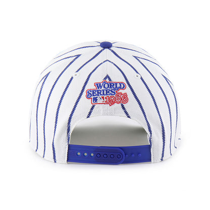 Pictured is this MLB New York Mets 86 Mets Pinstripe ’47 MVP cap in white & blue. 2
