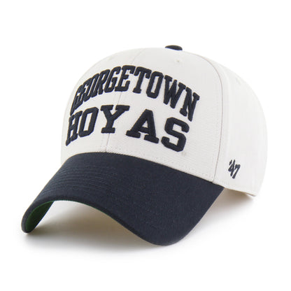 Pictured is this Collegiate Georgetown Hoyas Broke Line ’47 MVP cap in white & navy. 1