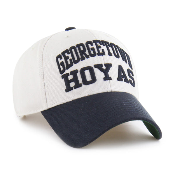 Pictured is this Collegiate Georgetown Hoyas Broke Line ’47 MVP cap in white & navy. 2