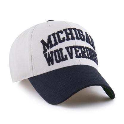 Pictured is this Collegiate Michigan Wolverines Broke Line ’47 MVP cap in white & navy. 2