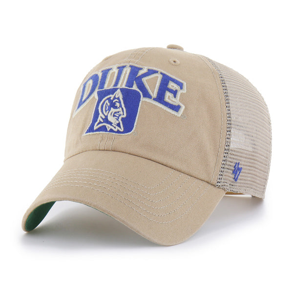 Pictured is this Collegiate Duke Blue Devils Tuscaloosa ’47 CLEAN UP cap in beige. 1