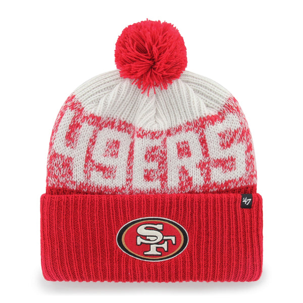 Pictured is this NFL San Francisco 49ers Bone Chill ’47 CUFF KNIT beanie cap in red. 1