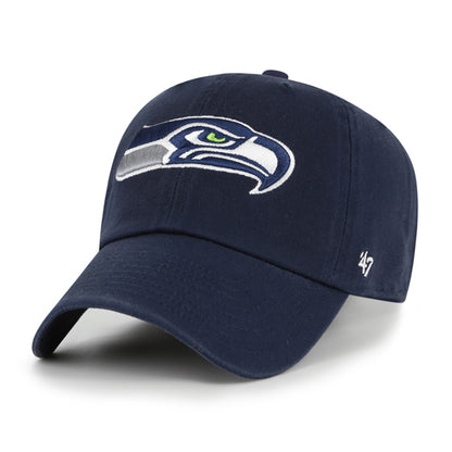 Pictured is this NFL Seattle Seahawks ’47 CLEAN UP cap in navy. 1
