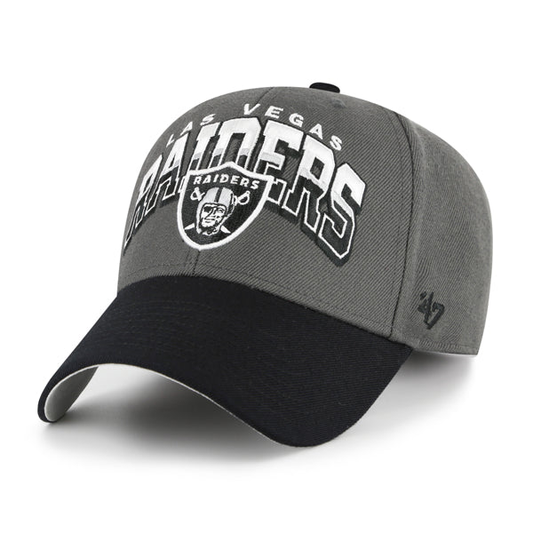 Pictured is this NFL Las Vegas Raiders Split Block ’47 MVP cap in charcoal. 1