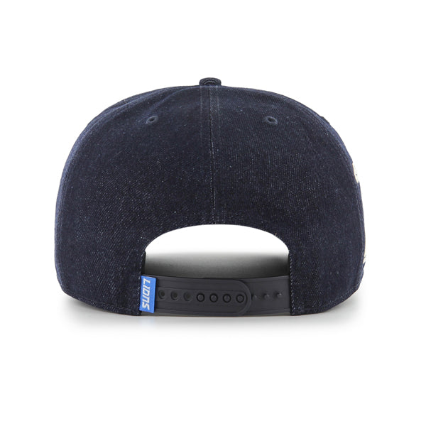 Pictured is this Les Deux X NFL Side Hit Denim Panel Detroit Lions ’47 HITCH LC cap in dark beige. 4
