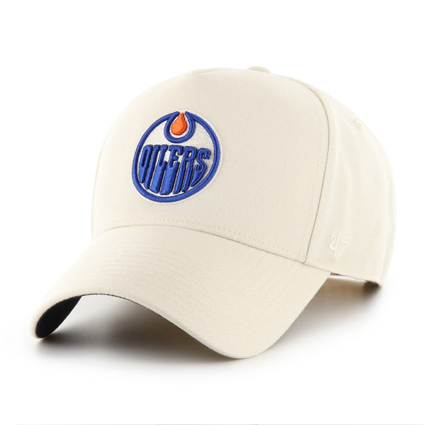 Pictured is this NHL Edmonton Oilers Ballpark '47 OFFSIDE DT cap in natural. 1