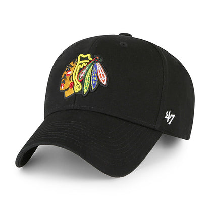 Pictured is this NHL Chicago Blackhawks Legend '47 MVP cap in black. 1