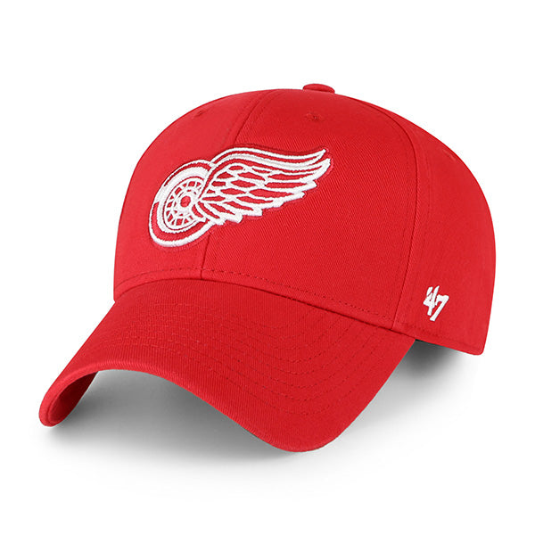 Pictured is this NHL Detroit Red Wings Legend '47 MVP cap in red. 1