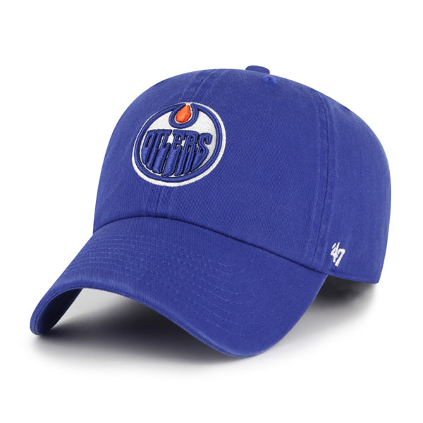 Pictured is this NHL Edmonton Oilers '47 CLEAN UP cap in blue. 1