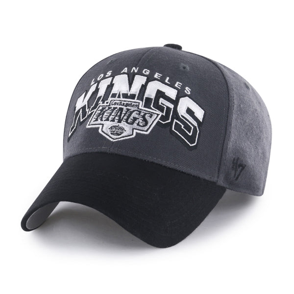 Pictured is this NHL Los Angeles Kings Split Block ’47 MVP cap in charcoal. 1