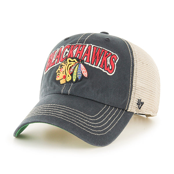 Pictured is this NHL Chicago Blackhawks Tuscaloosa '47 CLEAN UP cap in black. 1