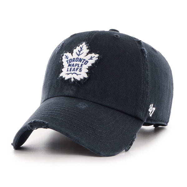 Pictured is this NHL Toronto Maple Leafs Weathered '47 CLEAN UP cap in navy. 1