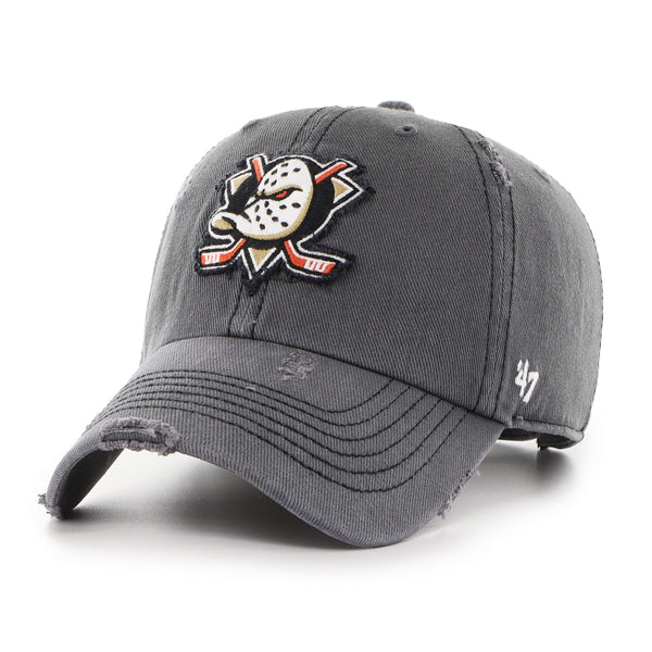 Pictured is this NHL Anaheim Ducks Weathered '47 CLEAN UP cap in dark grey. 1