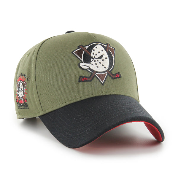 Pictured is this NHL Anaheim Ducks Sure Shot '47 MVP cap in beige/khaki. 1