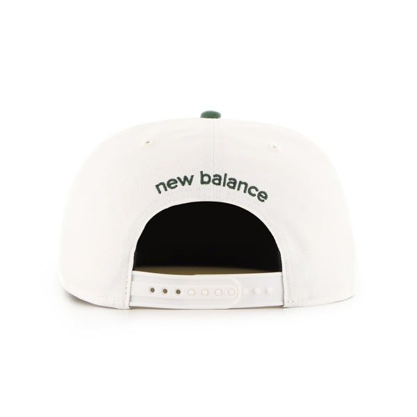 Pictured is this New Balance Arch Suede ’47 CAPTAIN RL cap in white & dark green. 2